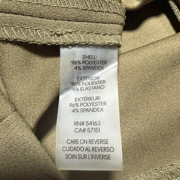 Calvin Klein Sheath Dress Women 10 Olive Green Ruched Side Drawstring Crepe Midi - Picture 8 of 12